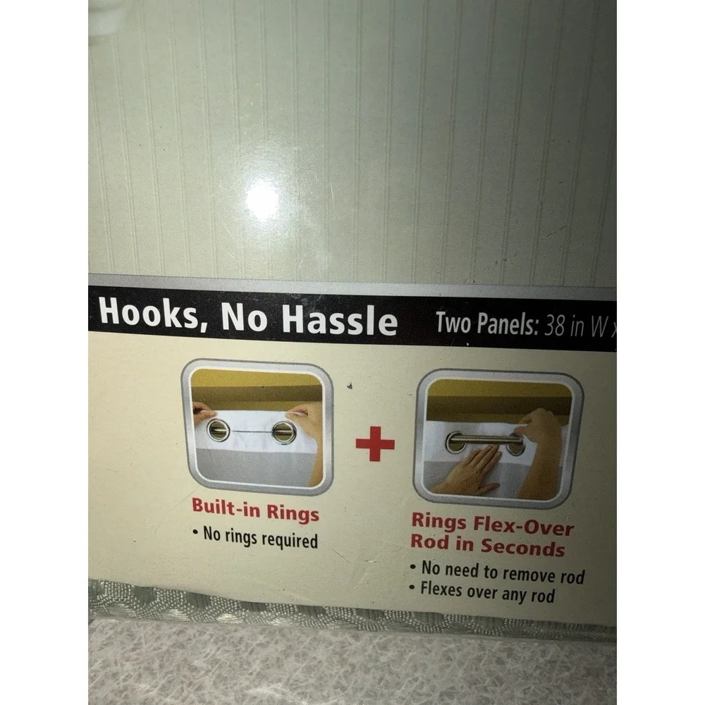 Hookless Hang In Seconds Sage Green Waffle Window Curtain 2 Panels 38x45 NEW!